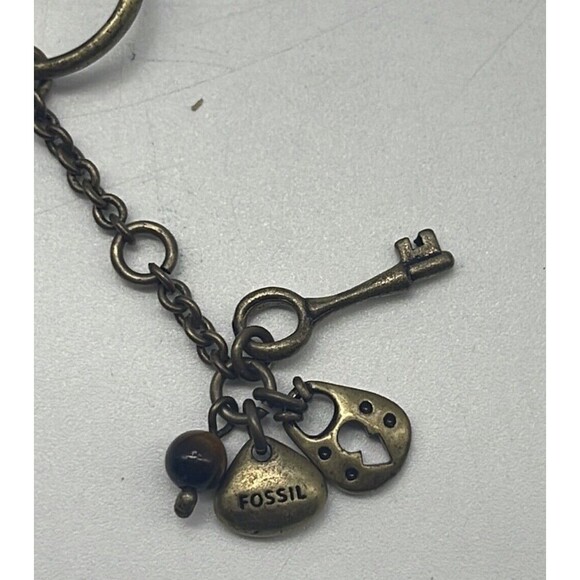 Fossil Leather Gold Tone Metal Flower Necklace & Ring Set - Picture 8 of 10